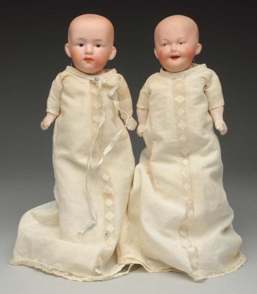 Appraisal: Lot Of Gebr Heubach Baby Dolls German bisque shoulder heads