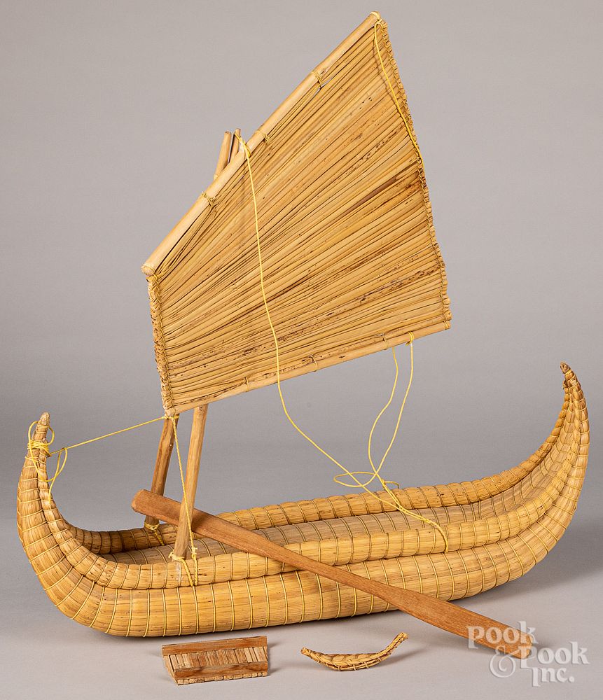 Appraisal: Bolivian replica Lake Titicaca reed boat model Jose Limachi Bolivian