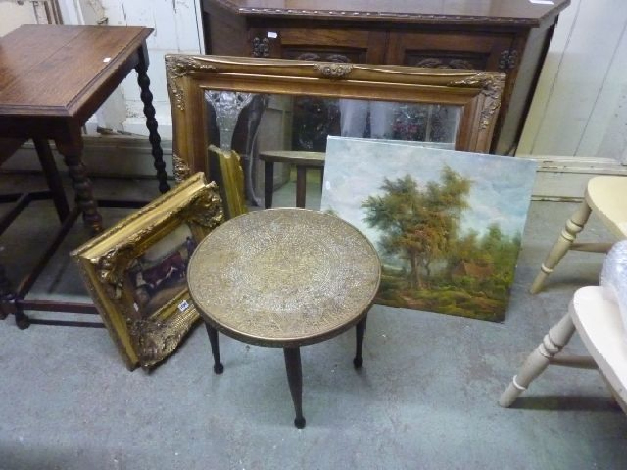 Appraisal: A miscellaneous collection including stone jars an octagonal terrarium mirror