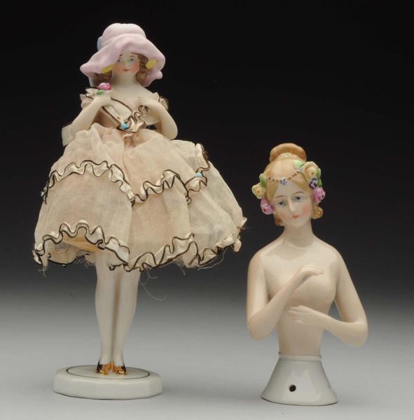 Appraisal: Lot Of Porcelain Half Dolls Half doll with Wm Goebel