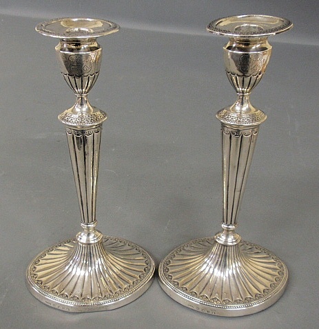 Appraisal: - Rare pair of Georgian silver candlesticks dated with oval