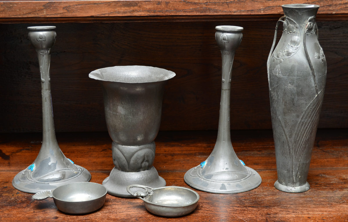 Appraisal: PIECE ART NOUVEAU ERA PEWTER pieces total to include Jin