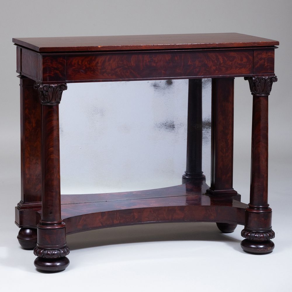 Appraisal: Classical Carved Mahogany Console Table Fitted with a mirrored back