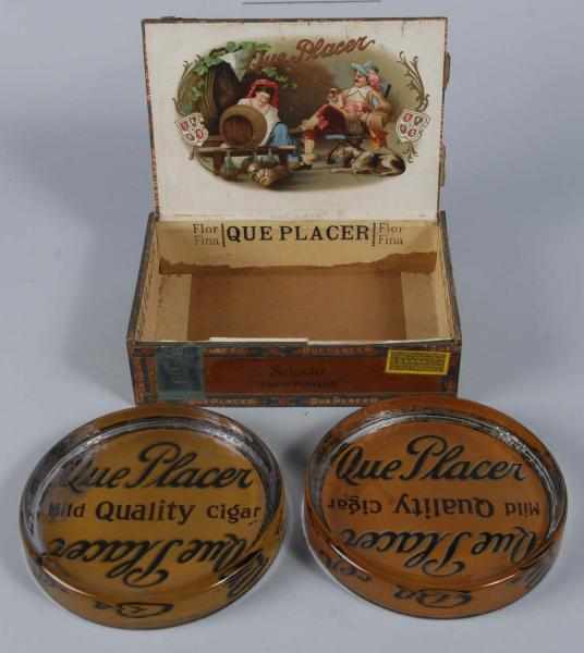 Appraisal: Lot of Que Placer Advertising Items Description to Includes two