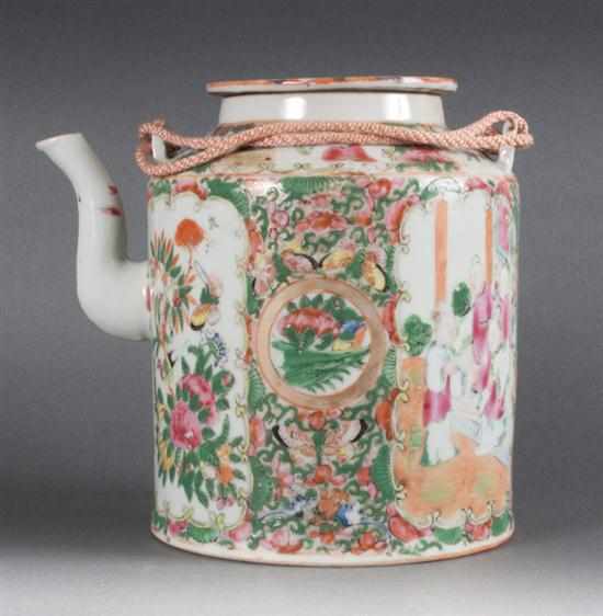 Appraisal: Chinese Export Rose Medallion porcelain drum-form teapot fourth quarter- th