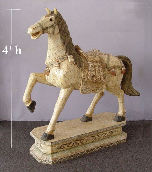 Appraisal: FT TALL CHINESE BONE CLAD HORSE Ornately outfitted horse statue