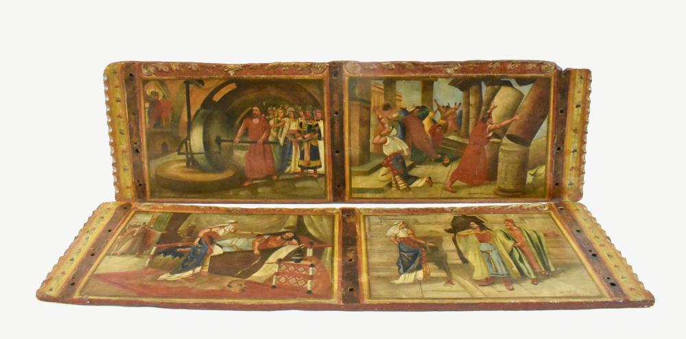 Appraisal: th th Century Each painted panel with a double scene