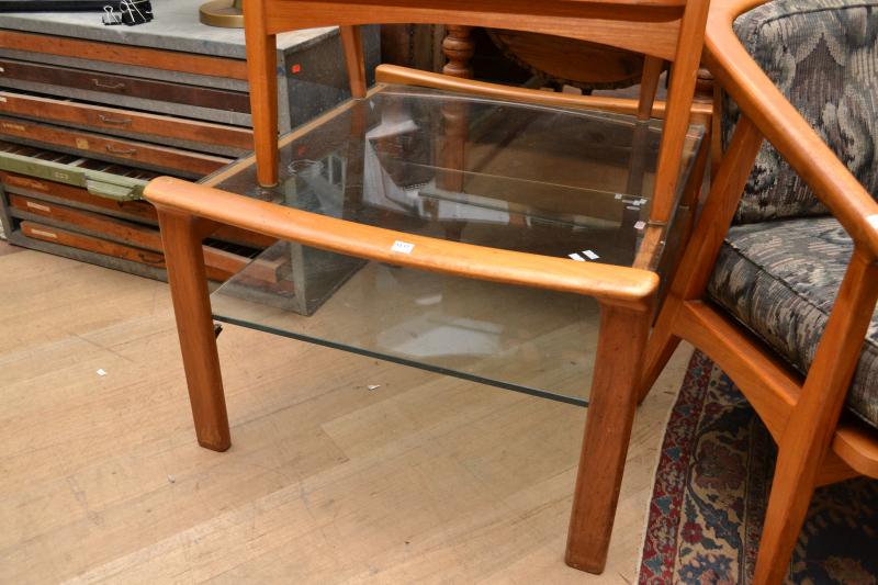 Appraisal: A TWO TIER COFFEE TABLE WITH SMOKED GLASS A TWO