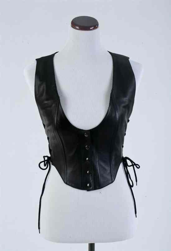 Appraisal: PLEIN SUD BLACK LEATHER LACE UP VEST s size In