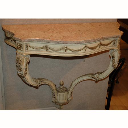 Appraisal: Louis XVI Style Marble Top Cream Painted Console Estimate -