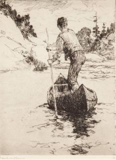 Appraisal: Frank W Benson Canoeman signed Frank W Benson lower leftetching