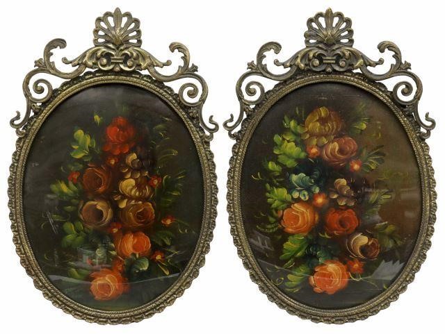 Appraisal: lot of Framed oil paintings Still Life with Flowers in