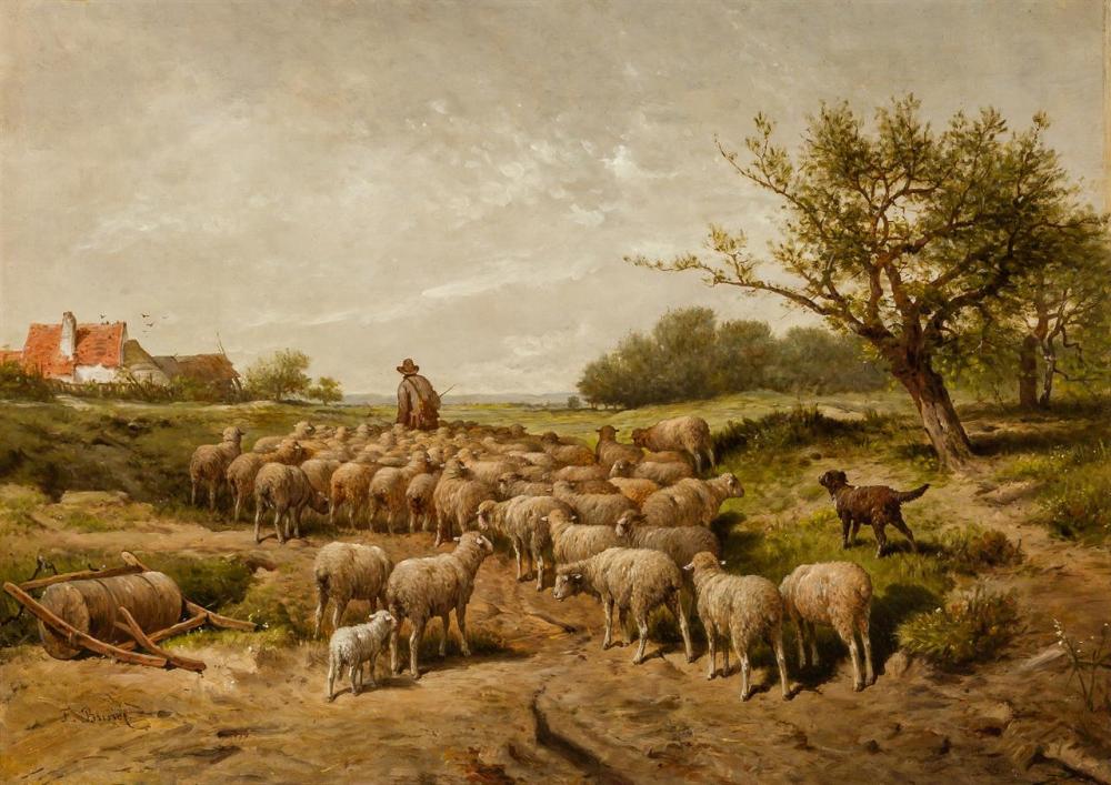 Appraisal: FELIX SATURNIN BRISSOT DE WARVILLE French - Shepherd oil on