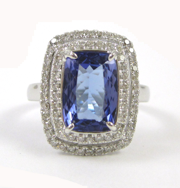 Appraisal: TANZANITE DIAMOND AND FOURTEEN KARAT GOLD RING The white gold