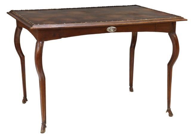 Appraisal: Mixed wood writing table th c later faux leather top