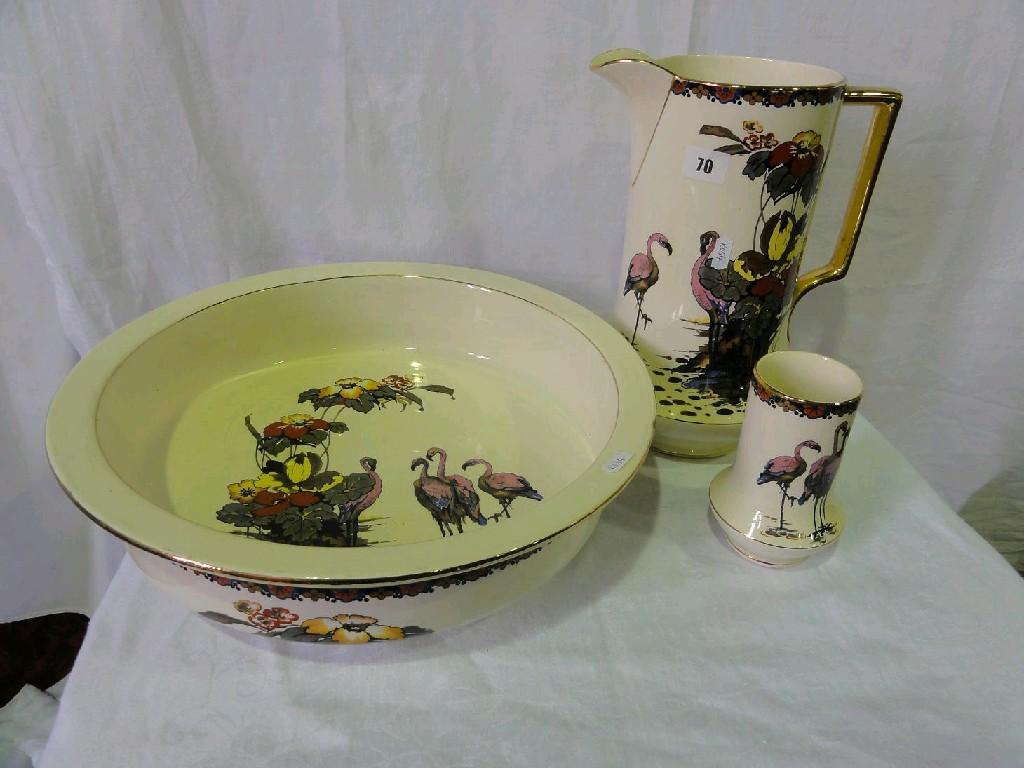 Appraisal: A Falconware jug and basin set with transfer printed decoration