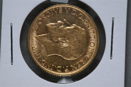 Appraisal: BRITISH GOLD SOVEREIGN Bust of George V on the obverse