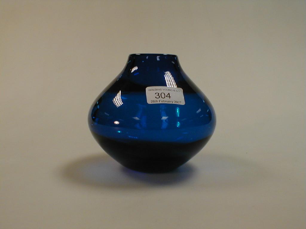 Appraisal: A Whitefriars dark turquoise globular glass vase paper label