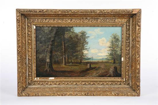 Appraisal: OIL ON CANVAS Landscape of a trail in a forest