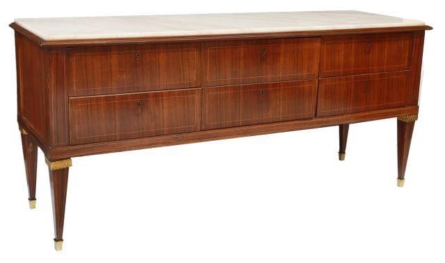 Appraisal: Italian mid-century modern chest of drawers c s inset marble