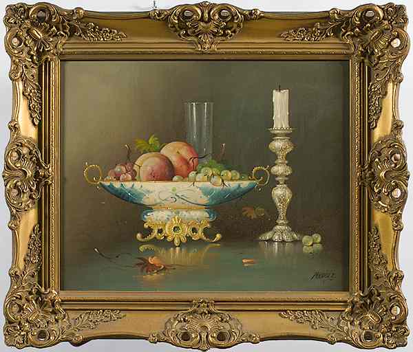 Appraisal: American Still Life Oil on Canvas American th century signed