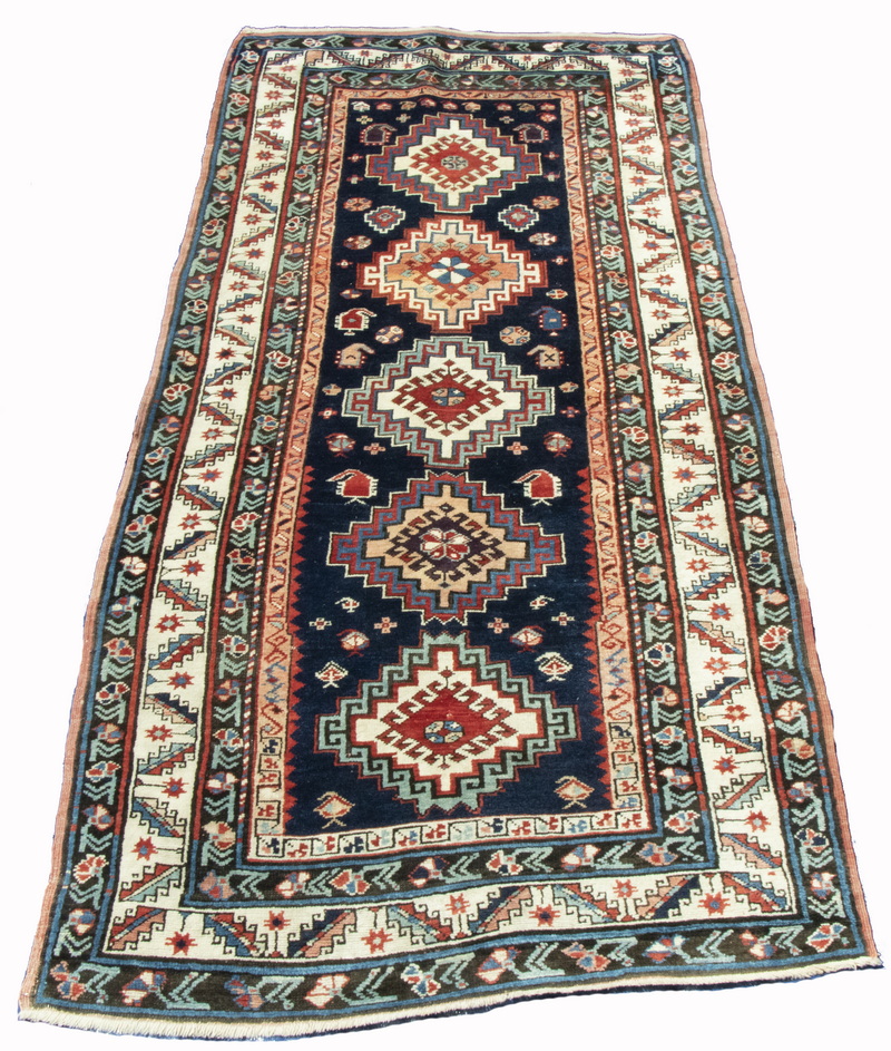 Appraisal: VERAMIN RUG A column of five stepped polygons inset with