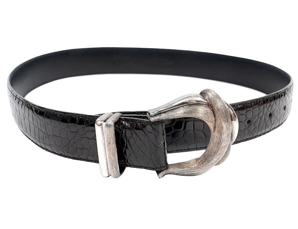 Appraisal: Henry Dunay Sterling Alligator Belt Henry Dunay Alligator Belt Sterling