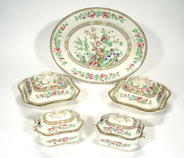 Appraisal: Selection of Bridgwood dinner ware hand coloured and transfer printed