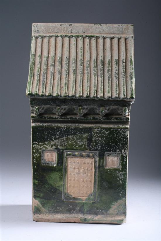 Appraisal: CHINESE GREEN POTTERY MODEL OF HOUSE Ming Dynasty - in