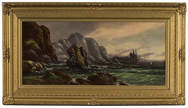 Appraisal: BECKER VIBRANT MARINE SCENE Early th century oil on canvas