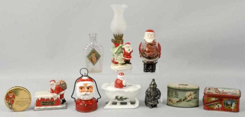 Appraisal: Lot of Christmas Related Items Description Includes a covered candy