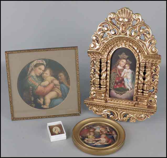 Appraisal: ITALIAN VIRGIN AND CHILD PAINTED PORCELAIN WALL PLAQUE Together with