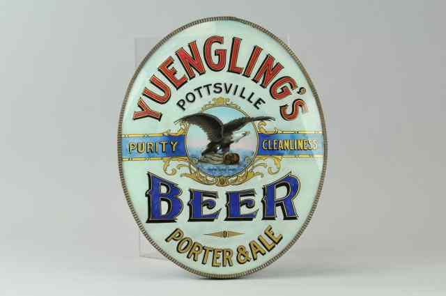 Appraisal: REVERSE PAINT ON GLASS YUENGLING BEER SIGN Pre- very rare