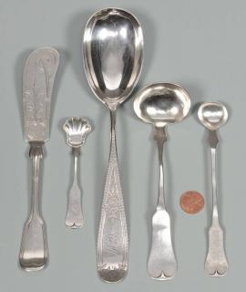 Appraisal: Pcs Clark TN Coin Silver Flatware Five pieces of Memphis