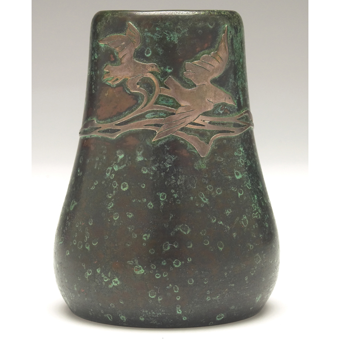 Appraisal: Nice Heintz vase sterling on bronze applied sea gull design