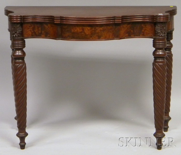 Appraisal: Empire Carved Mahogany and Mahogany Veneer Card Table