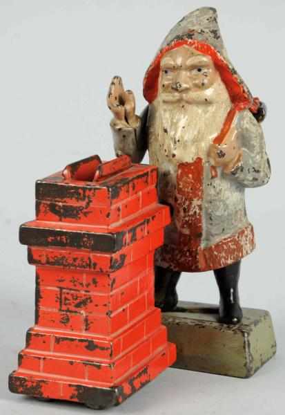 Appraisal: Cast Iron Santa at Chimney Mechanical Bank Gray coat variation