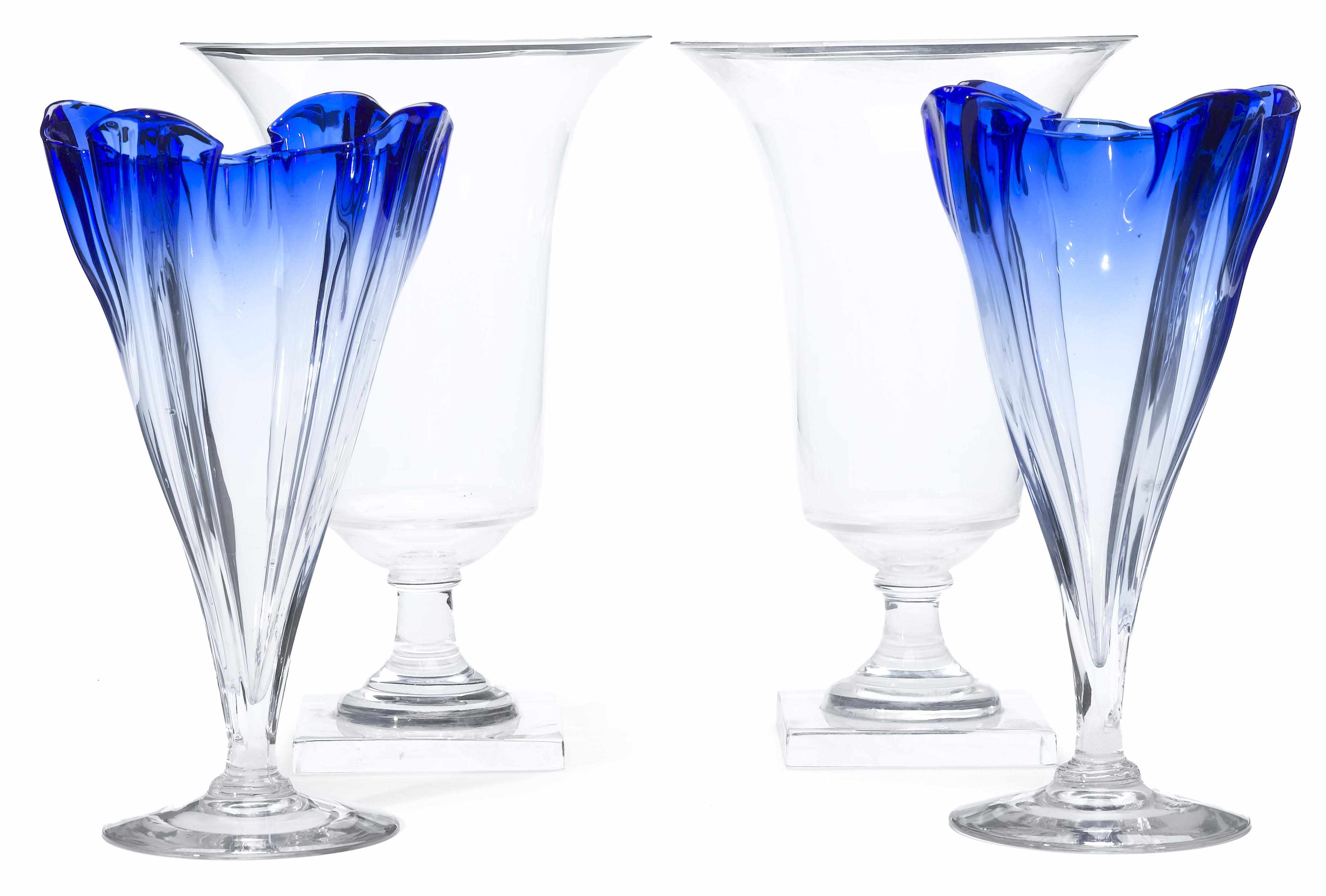 Appraisal: Two pairs of Steuben glass vases s Comprising a pair