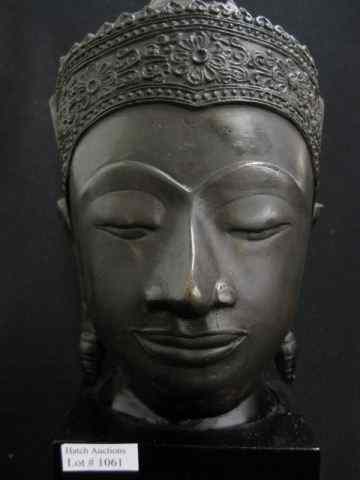 Appraisal: Oriental Bronze Bust of a goddess on black wooden base