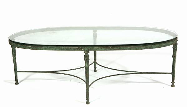 Appraisal: A Neoclassical style patinated bronze and glass coffee table height