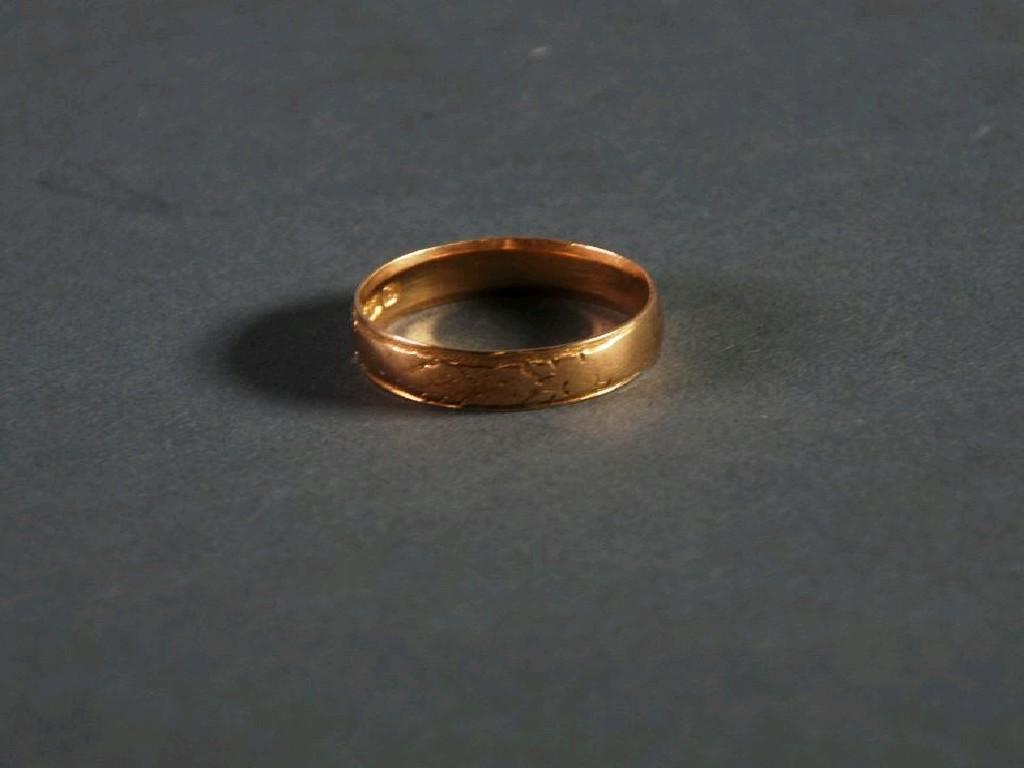 Appraisal: EDWARDIAN CT GOLD BROAD WEDDING RING Birmingham gramsEST -