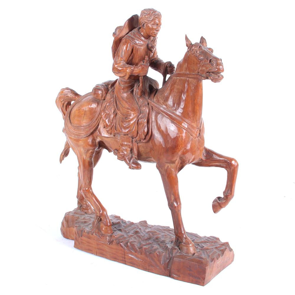 Appraisal: ERVIN CURT TEICHMANN BRAZILIAN TH CENTURY COWBOY ON HORSEBACK CARVED