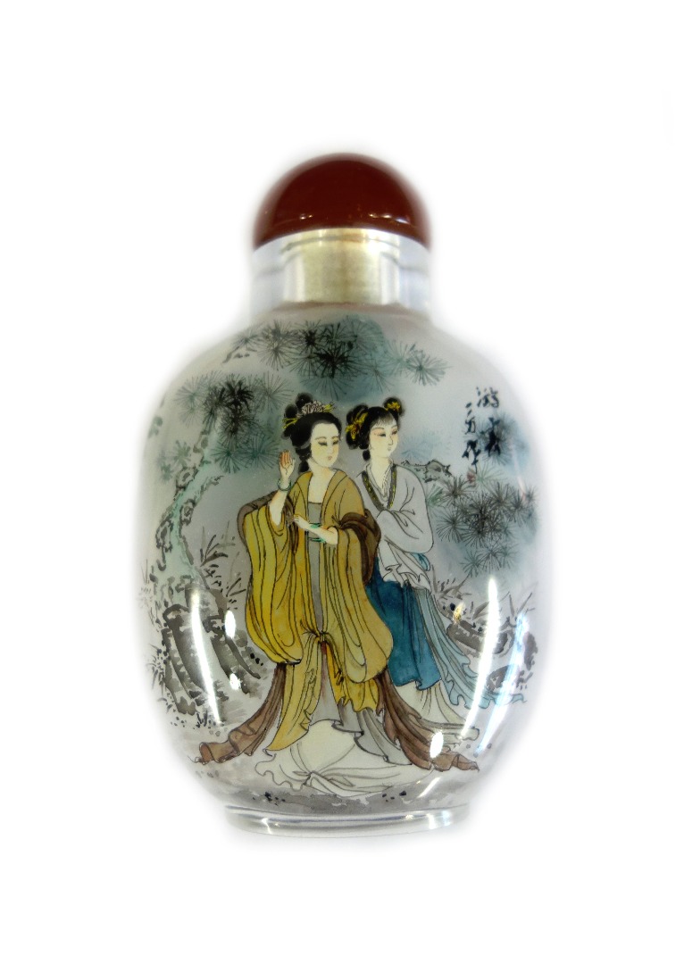 Appraisal: A Chinese inside painted glass snuff bottle th century painted