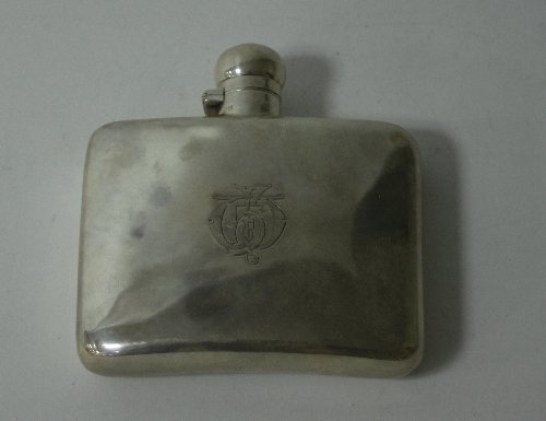 Appraisal: A silver hip flask Chester with bayonet fitting engraved a