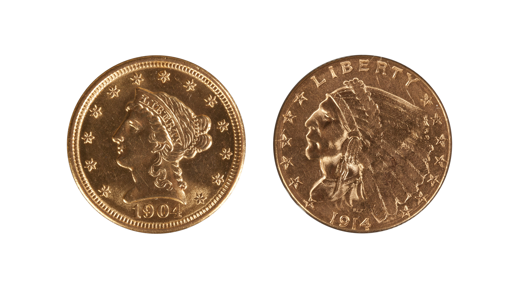 Appraisal: Two Two Dollar Fifty Cent Coins Liberty Head Raw MS