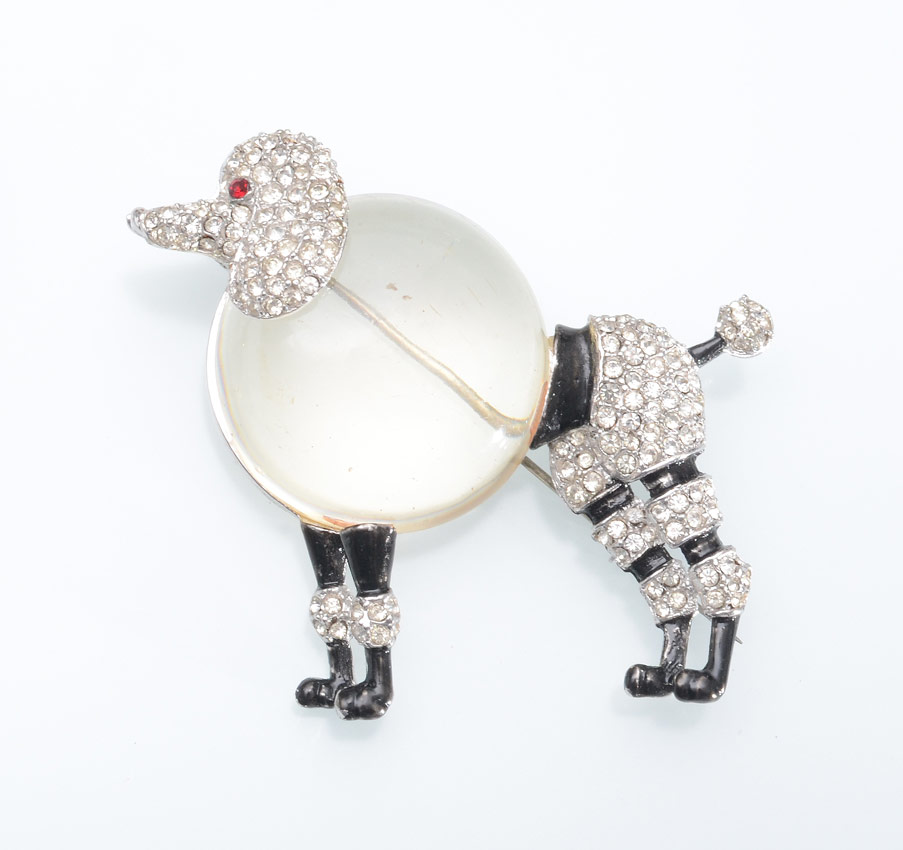 Appraisal: TRIFARI JELLY BELLY POODLE BROOCH PIN Lucite body with black