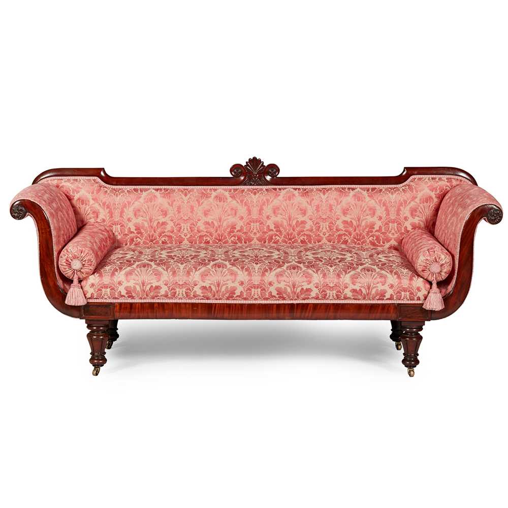 Appraisal: GEORGE IV MAHOGANY SOFA EARLY TH CENTURY the back rail