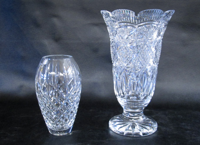 Appraisal: TWO WATERFORD CUT CRYSTAL VASES pedestal centerpiece vase heavily cut