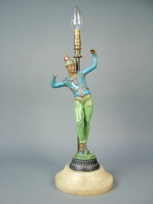 Appraisal: An Art Deco cold painted spelter figural lamp base c