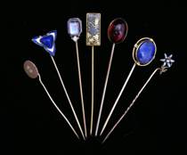 Appraisal: Lot of Seven Stick Pins Pretty stickpin features an bezel